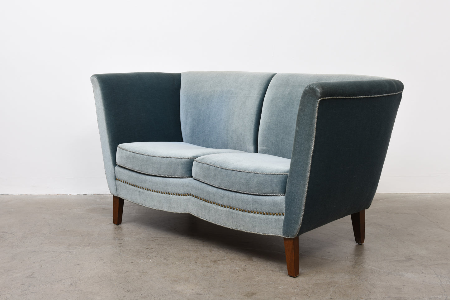 1940s scalloped back two seat sofa