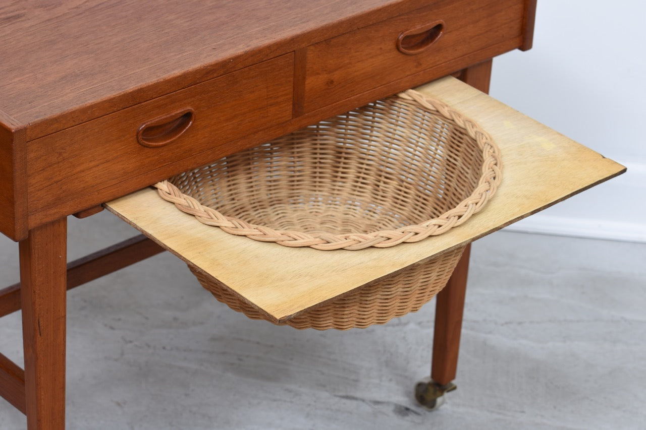 Teak sewing trolley