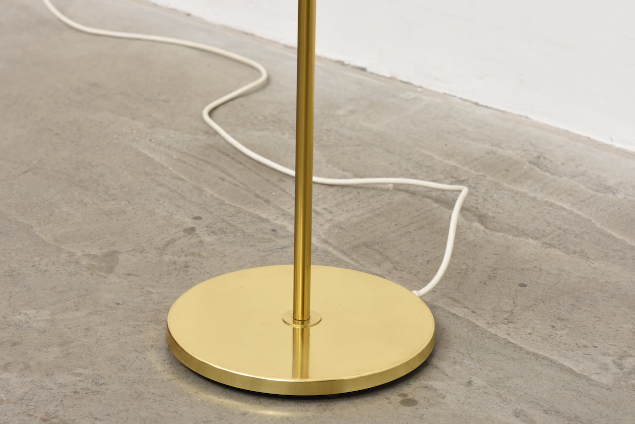 1960s brass floor light with textile shade