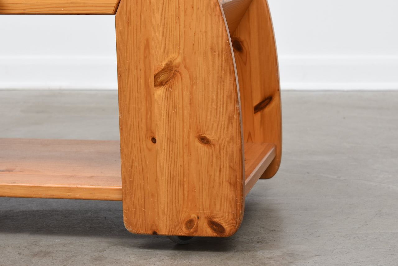 1970s Swedish pine drinks trolley