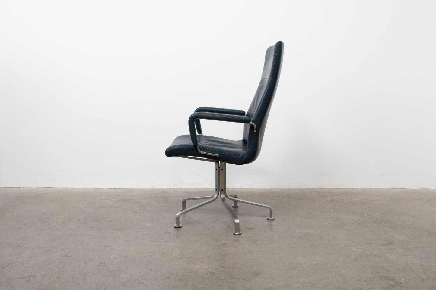 1980s leather + steel armchair by Arne Vodder