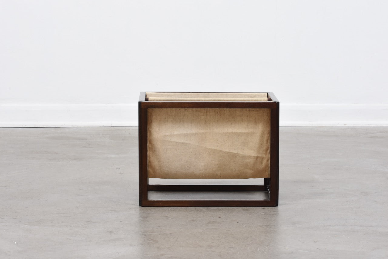 1970s beech + canvas magazine stand