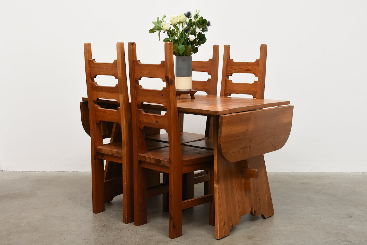 1970s Swedish drop leaf dining table