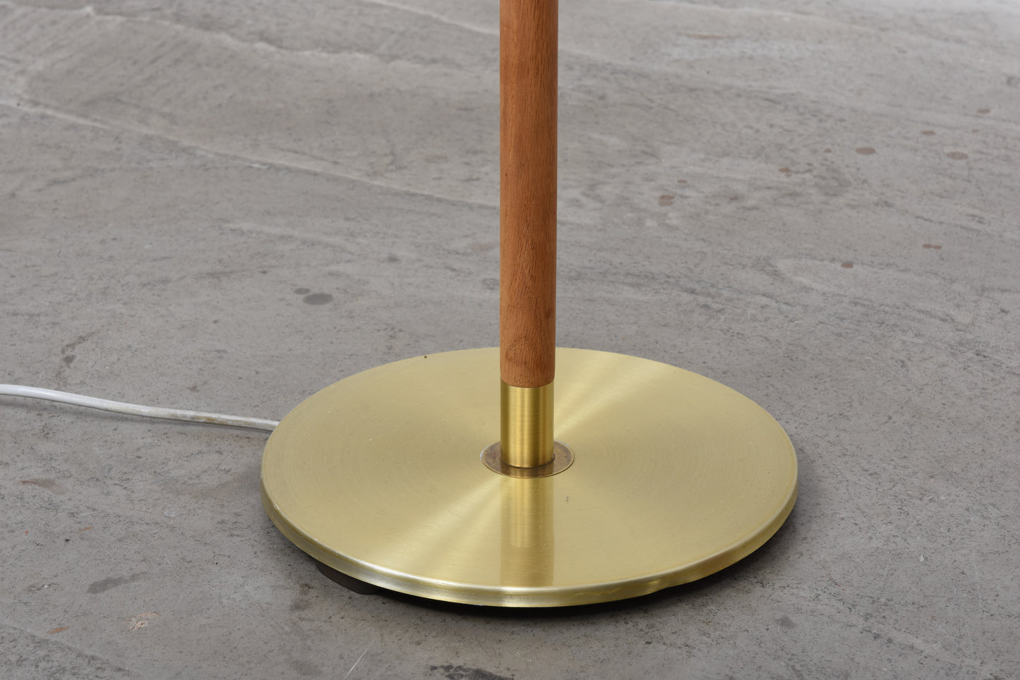 1960s Danish oak and brass floor lamp