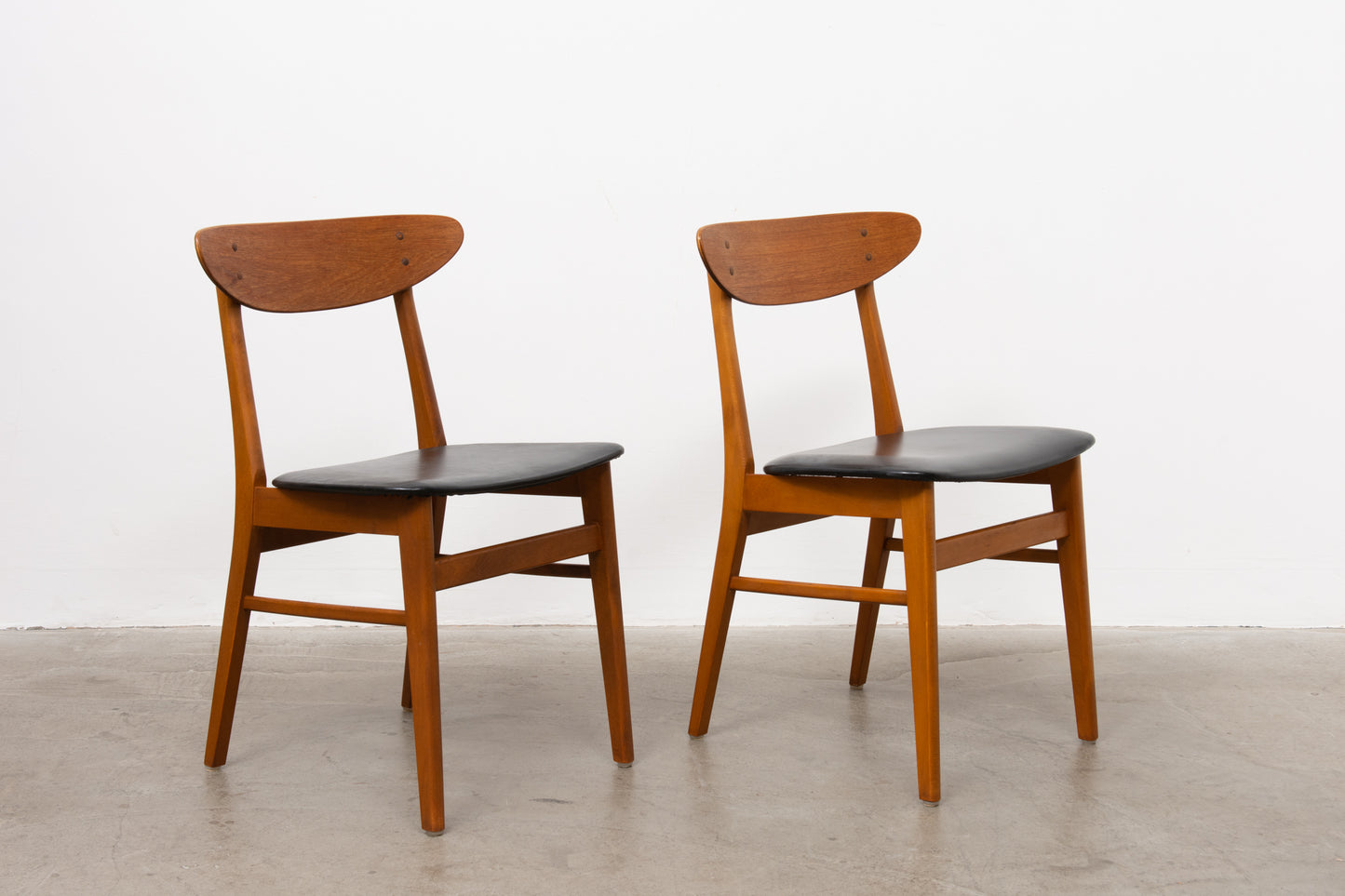 Two available: 1960s teak + beech chairs by Farstrup