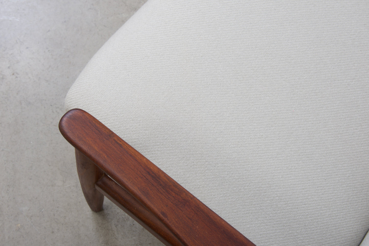 1960s teak lounger in wool