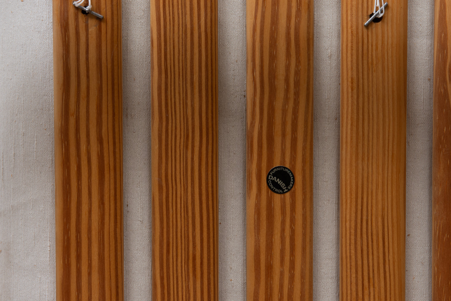 Four available: 1960s pine + canvas chairs by Bernt Pedersen