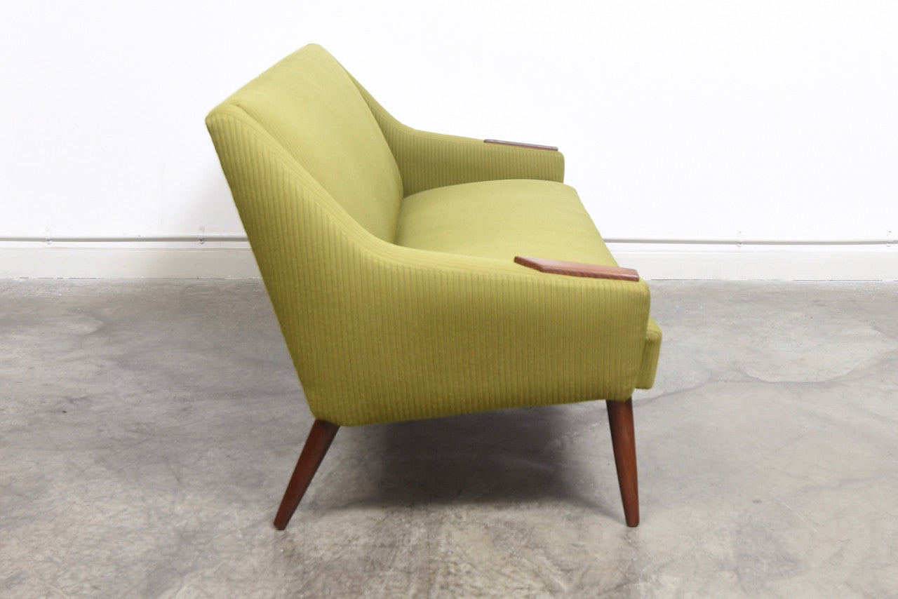 1960s Danish sofa on turned teak legs