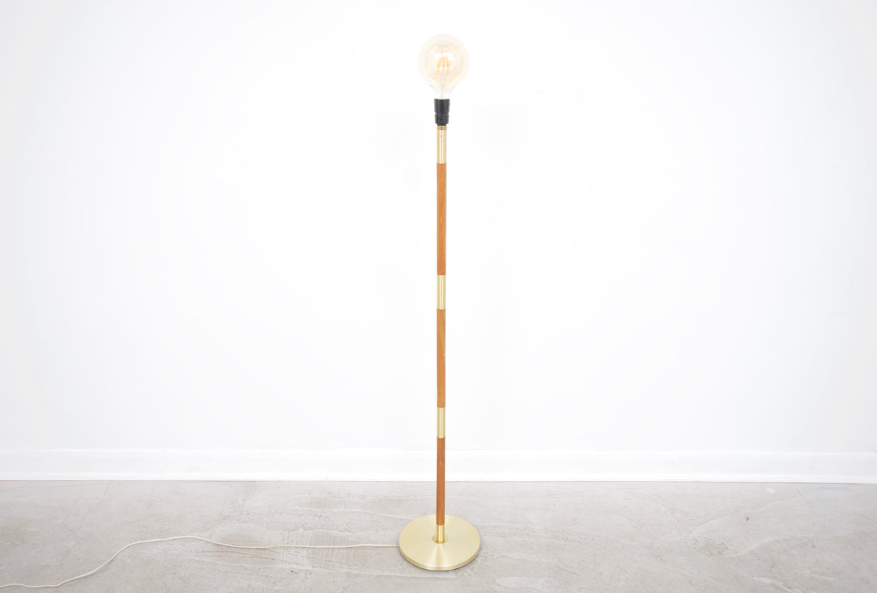 Teak + brass floor lamp