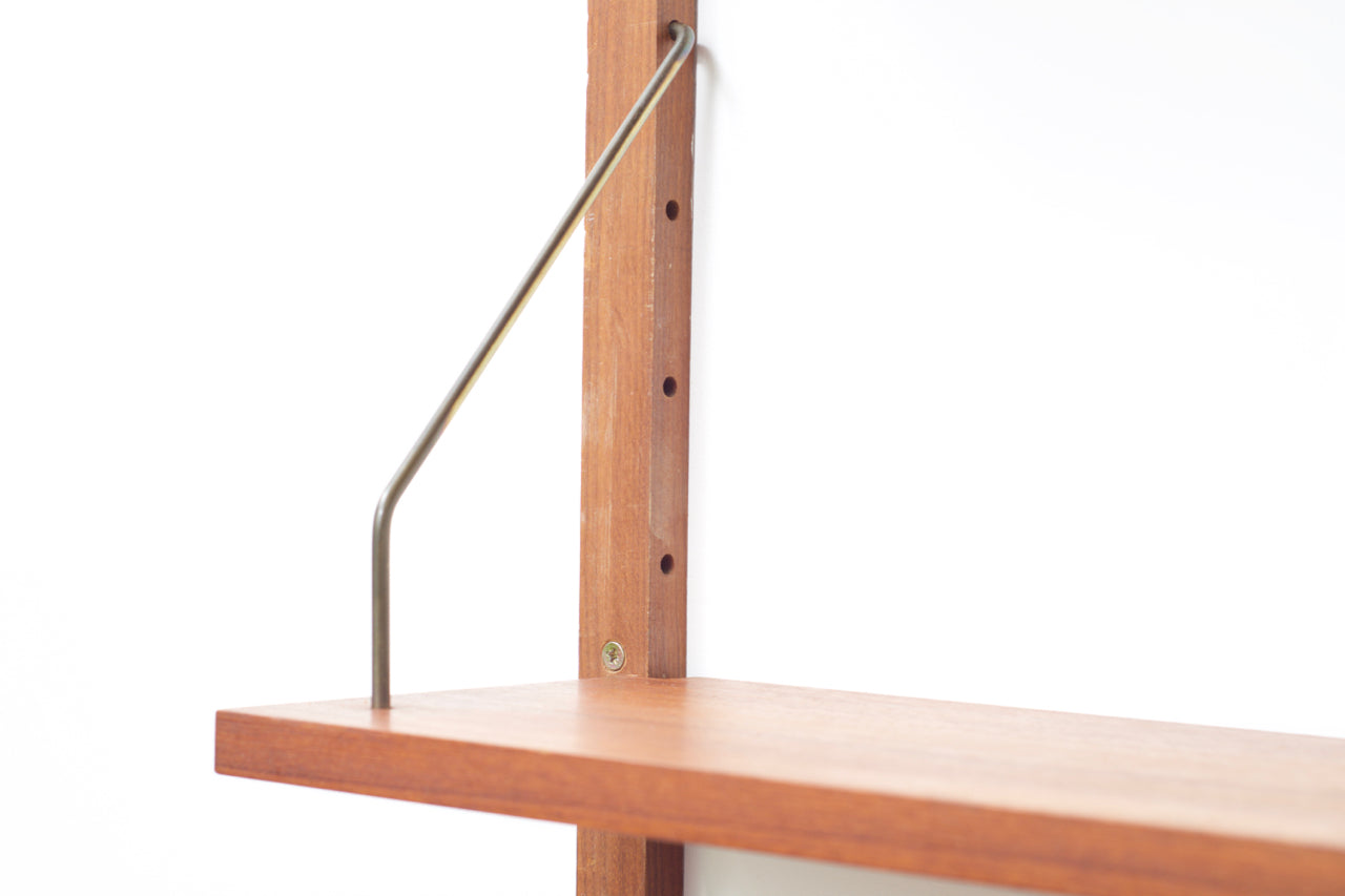 Wall-mounted teak secretary with shelves