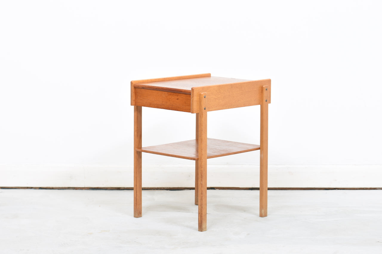 Pair of teak + oak bedside tables