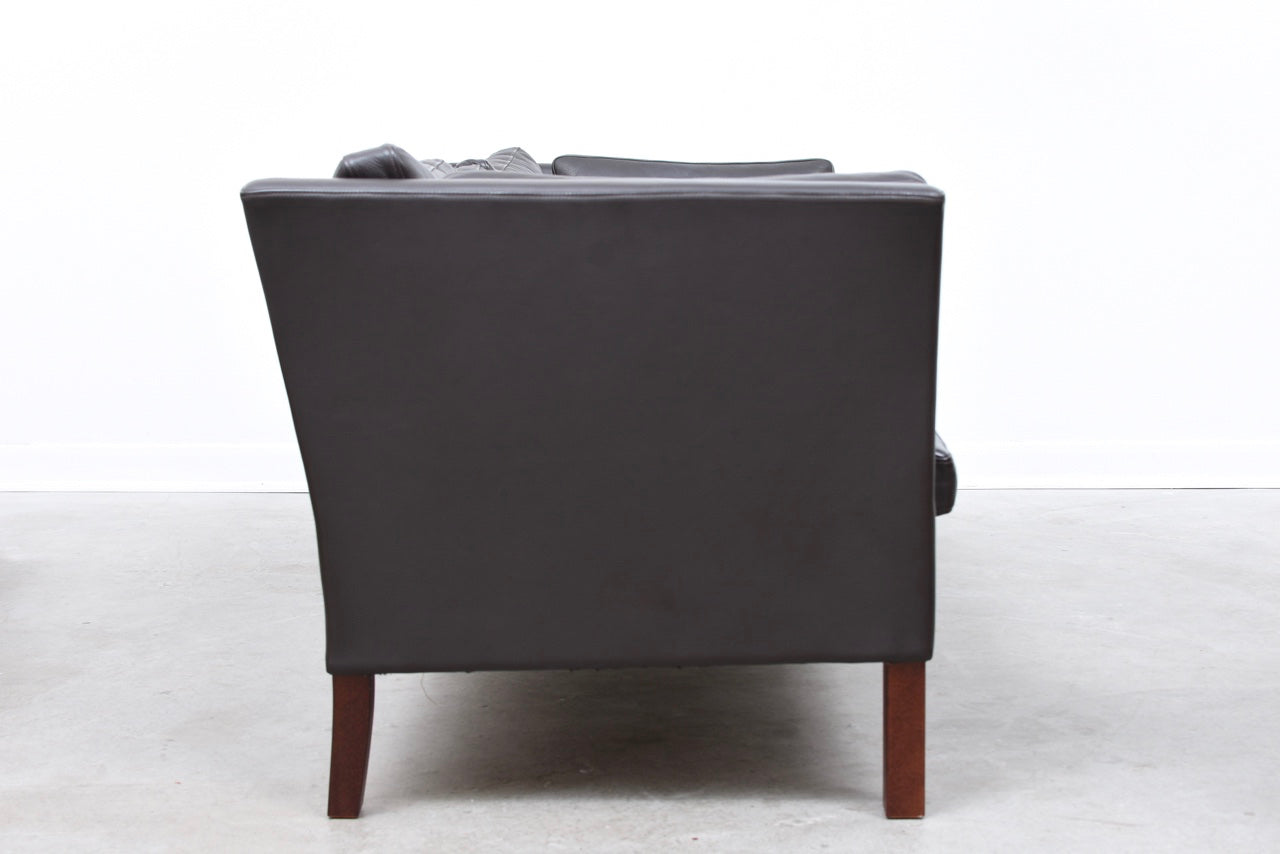 Three seat leather sofa by Mogens Hansen