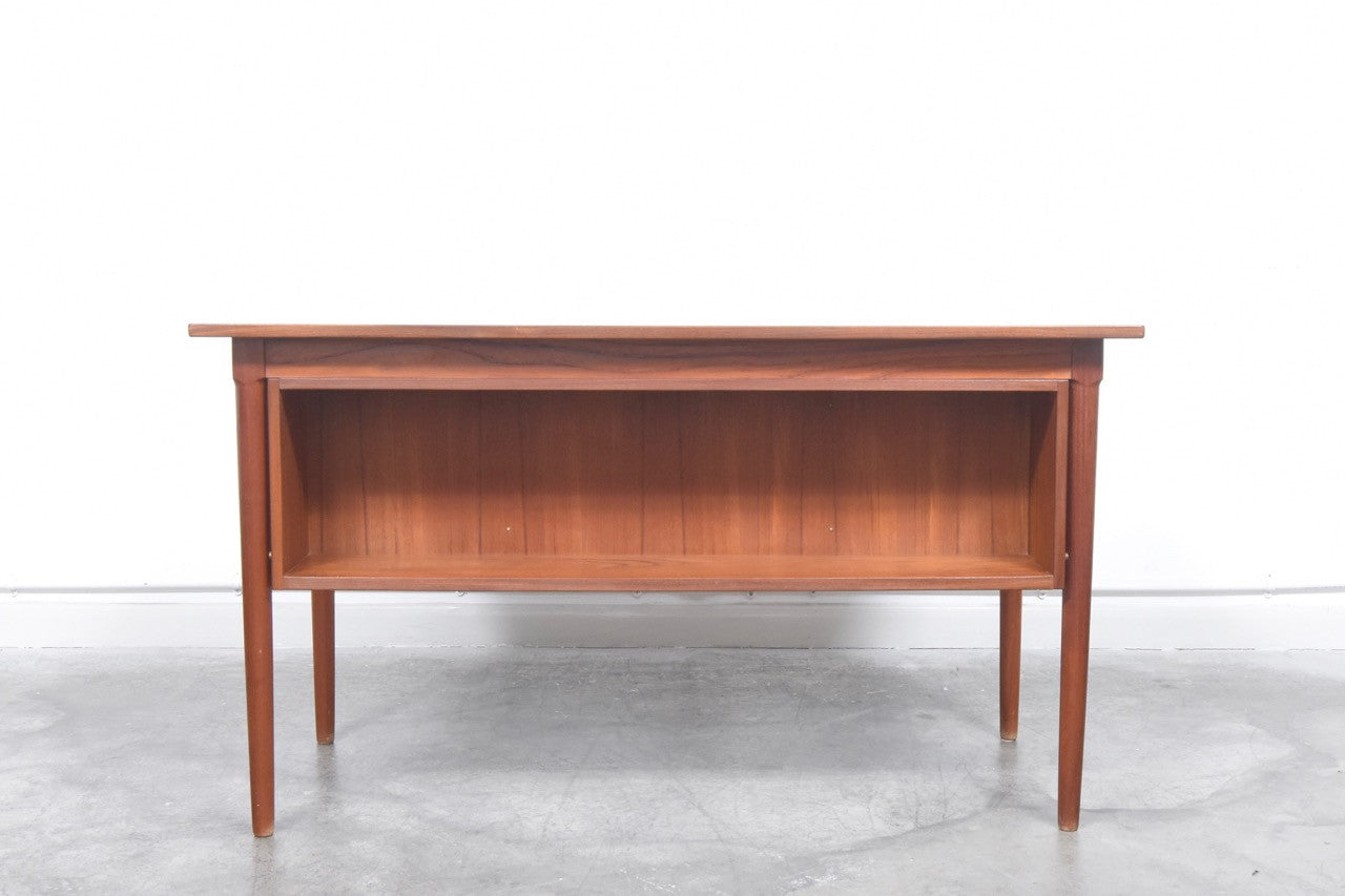 Teak desk with six drawers