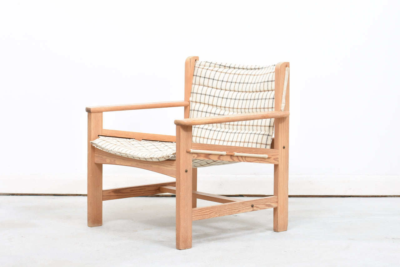 1970s low back pine lounger