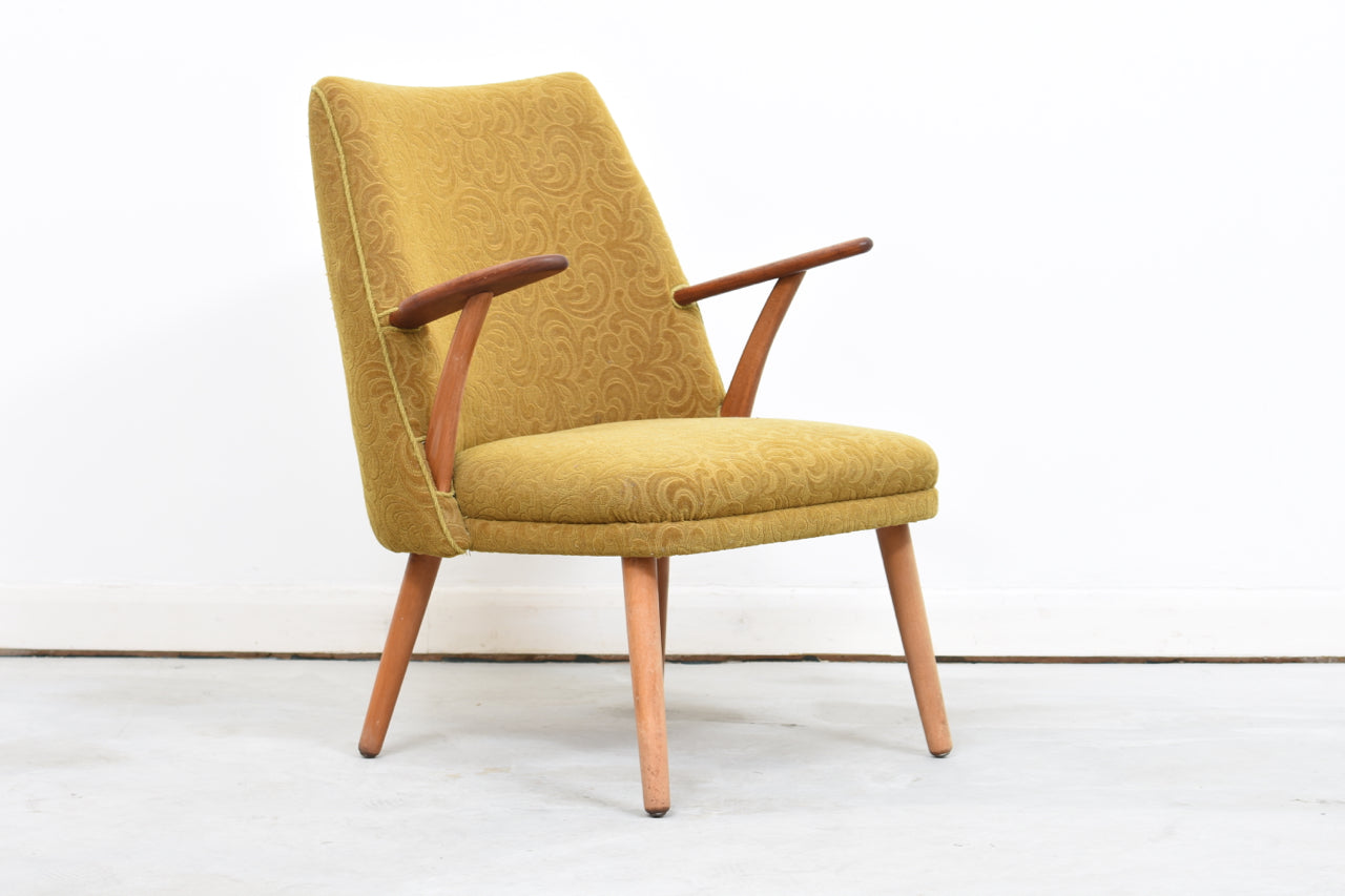 1950s low back lounger with teak arms