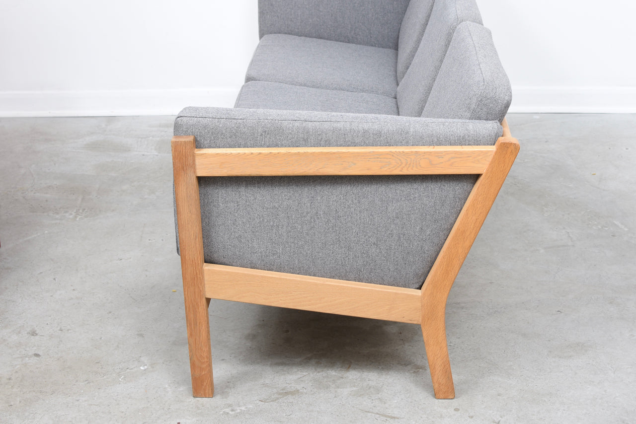 1970s oak three seat sofa