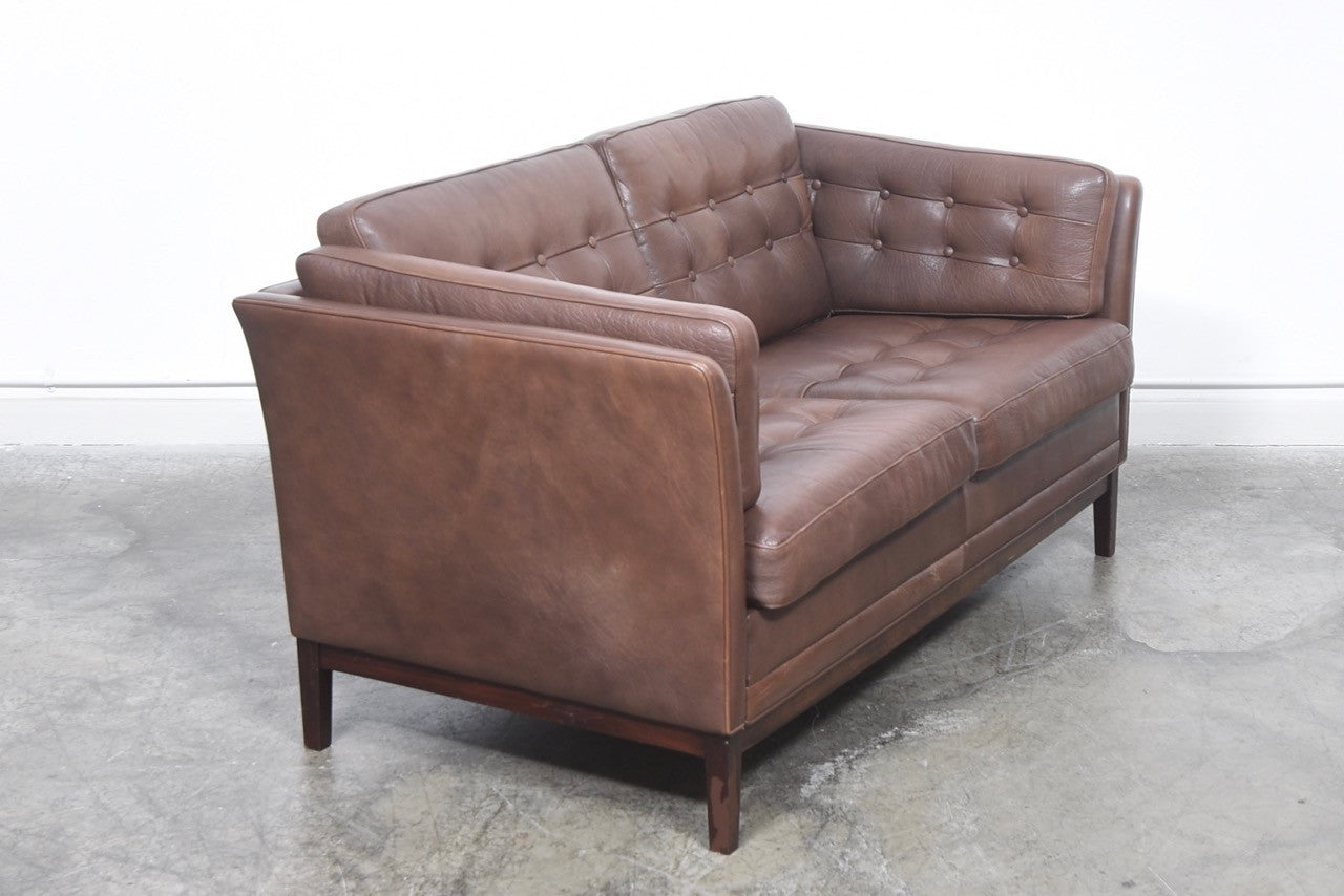 Danish two seat leather sofa