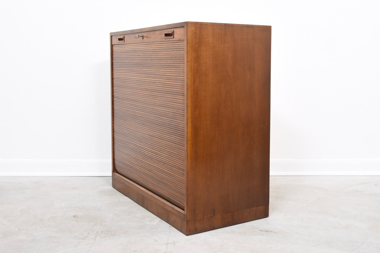 Vintage storage unit with tambour door - Mahogany