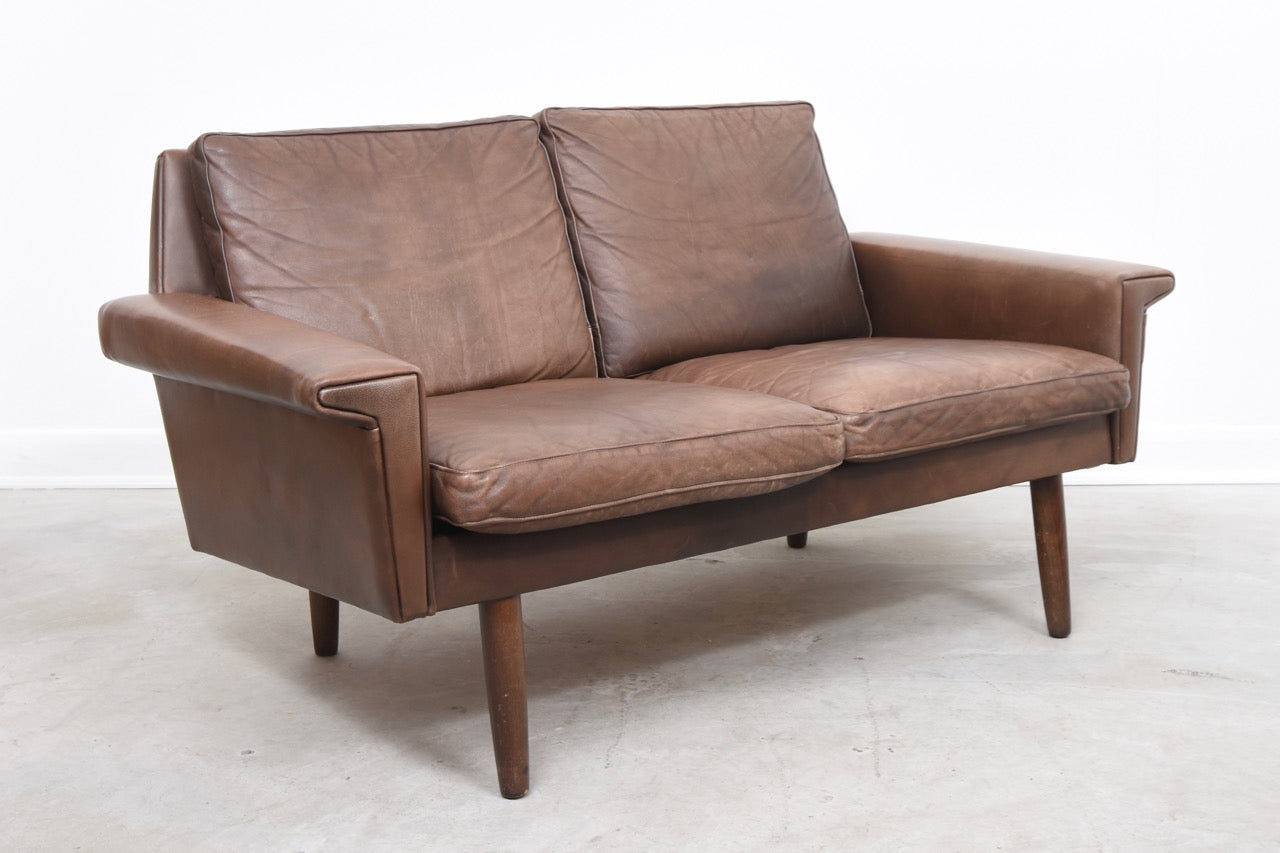 1960s two seat leather sofa