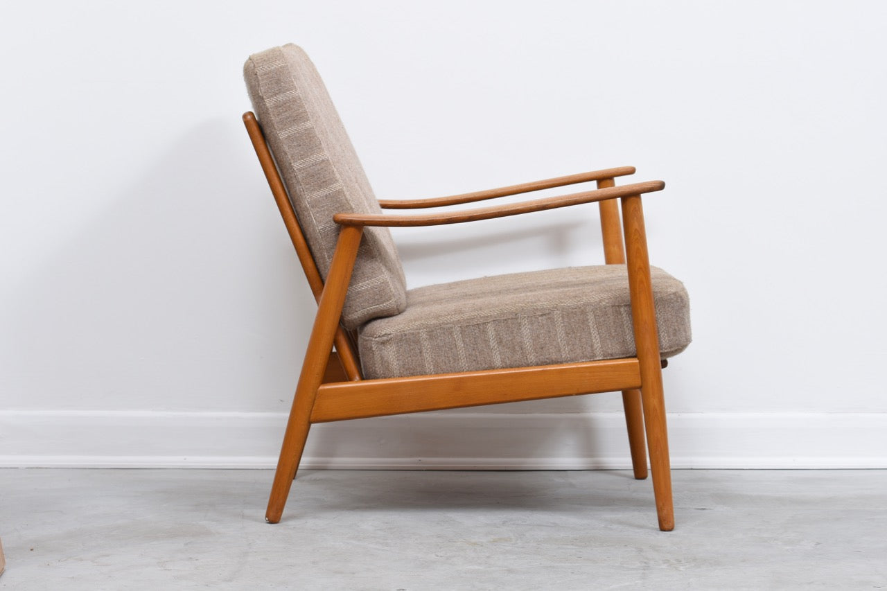 Two available: 1960s oak + beech loungers