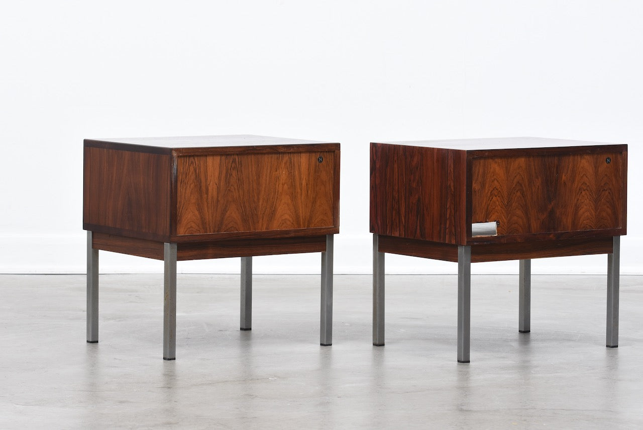 Pair of rosewood bedside tables by Nipu
