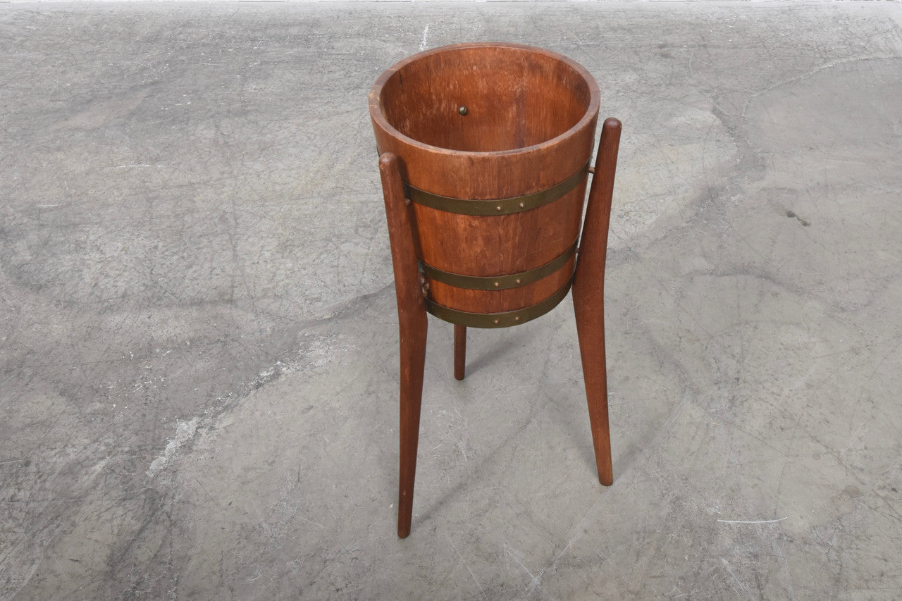Teak + brass planter by Jydsk Bodker Kunst