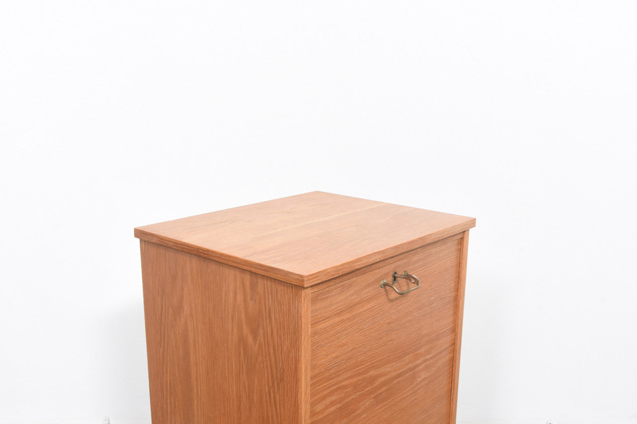 Oak storage cabinet with tambour door