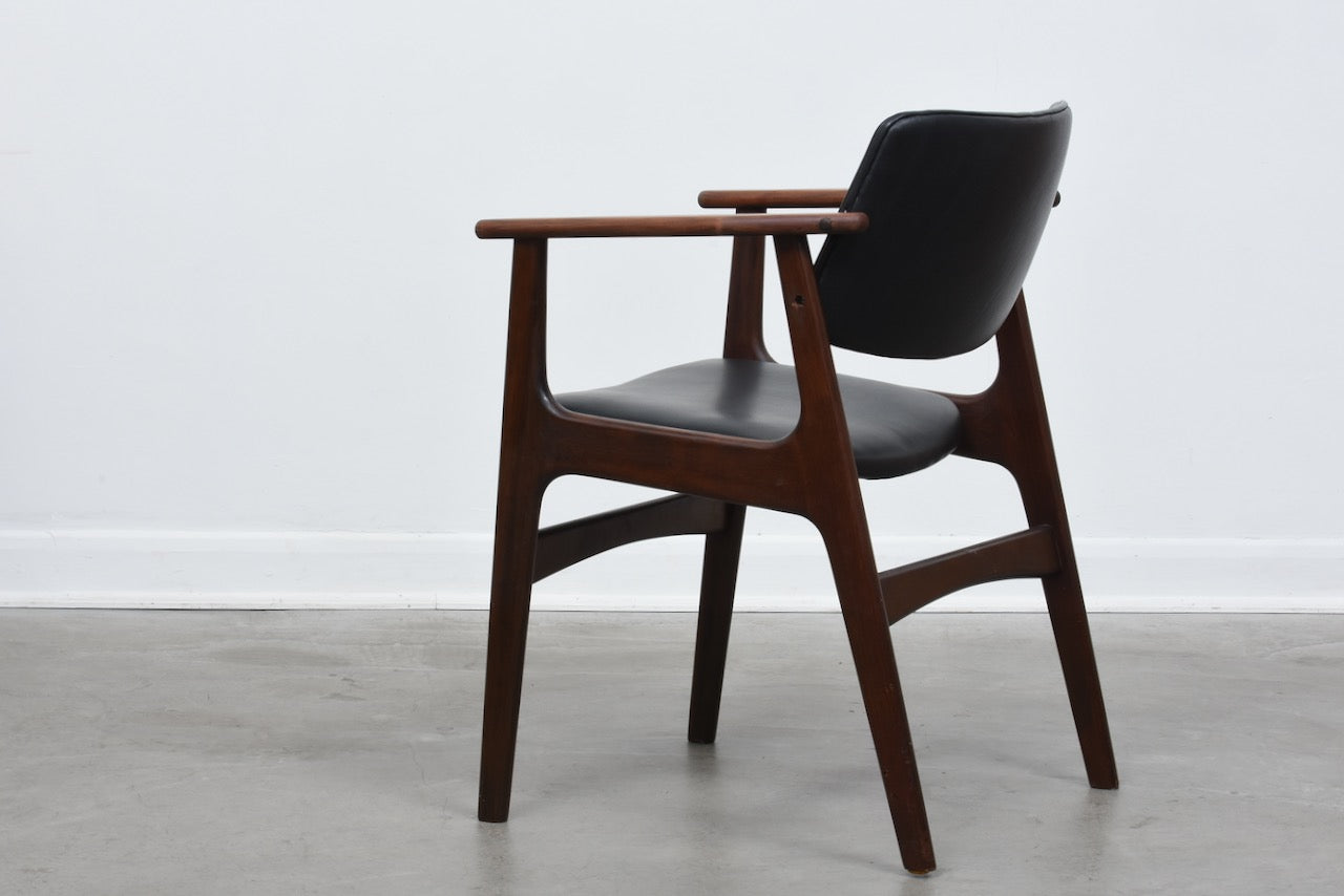 Beech + leather armchair by Eric Buch