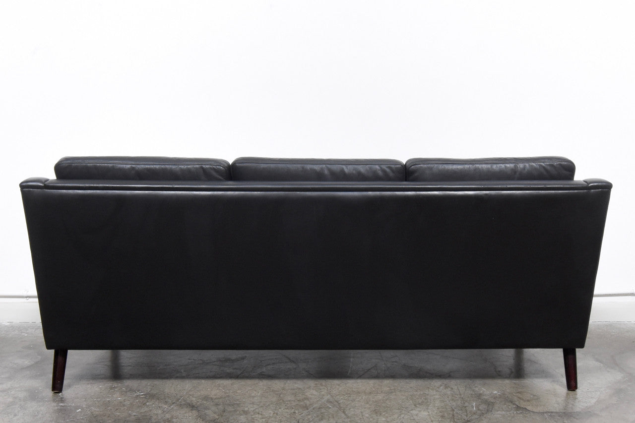 1960s black leather three seater