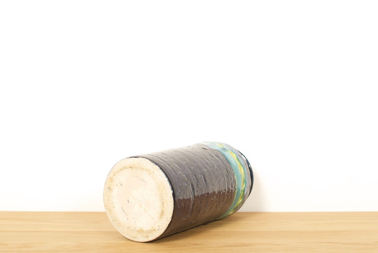 Cylindrical stoneware vase