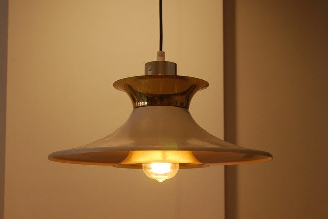 Multi-tiered white and brass ceiling light