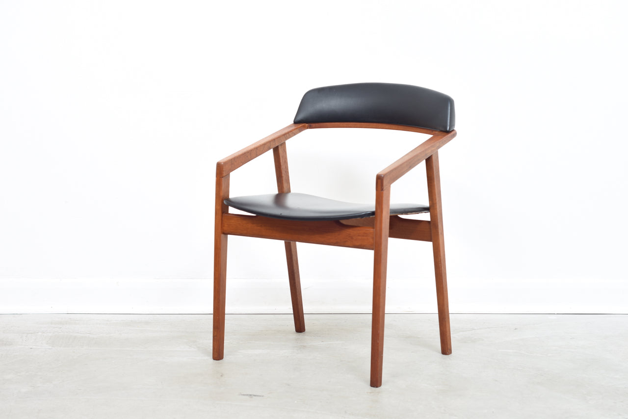 Angular teak + skai armchair