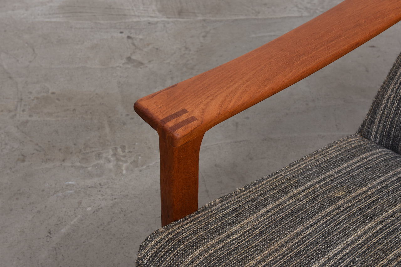 New upholstery included: 1960s high back teak lounger