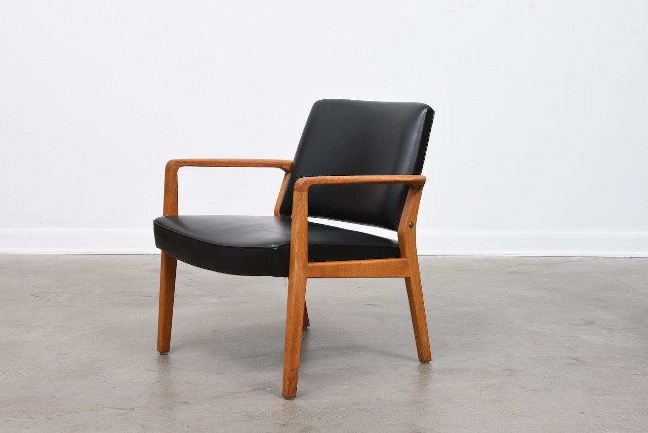 1960s Swedish oak + vinyl occasional chair