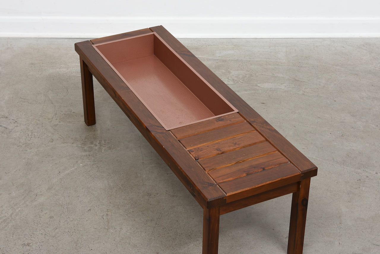 1970s pine table with planter