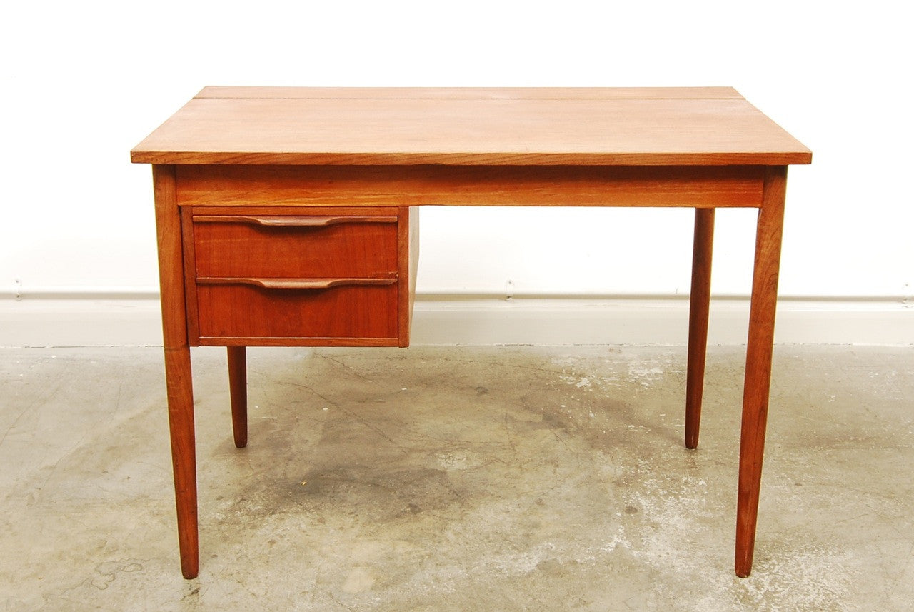 Single pedestal teak desk
