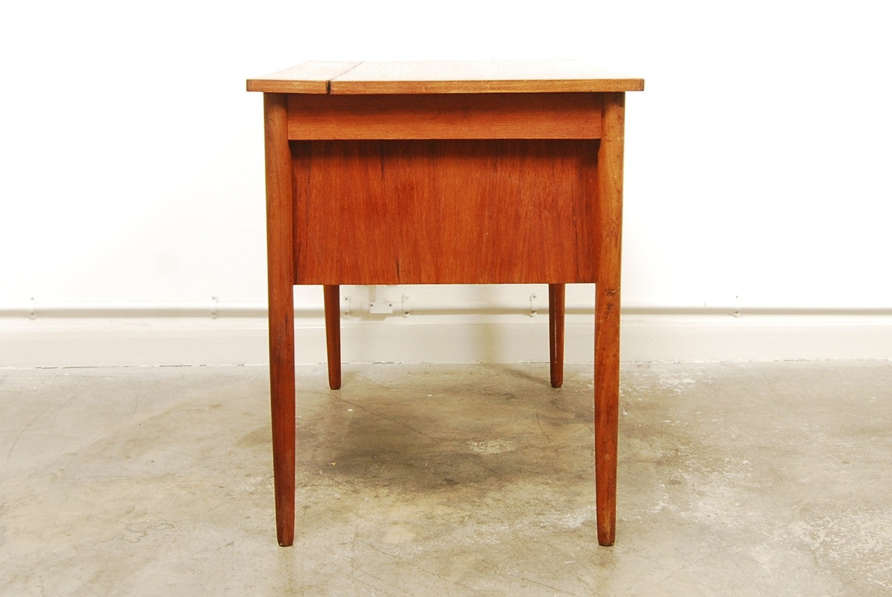 Single pedestal teak desk