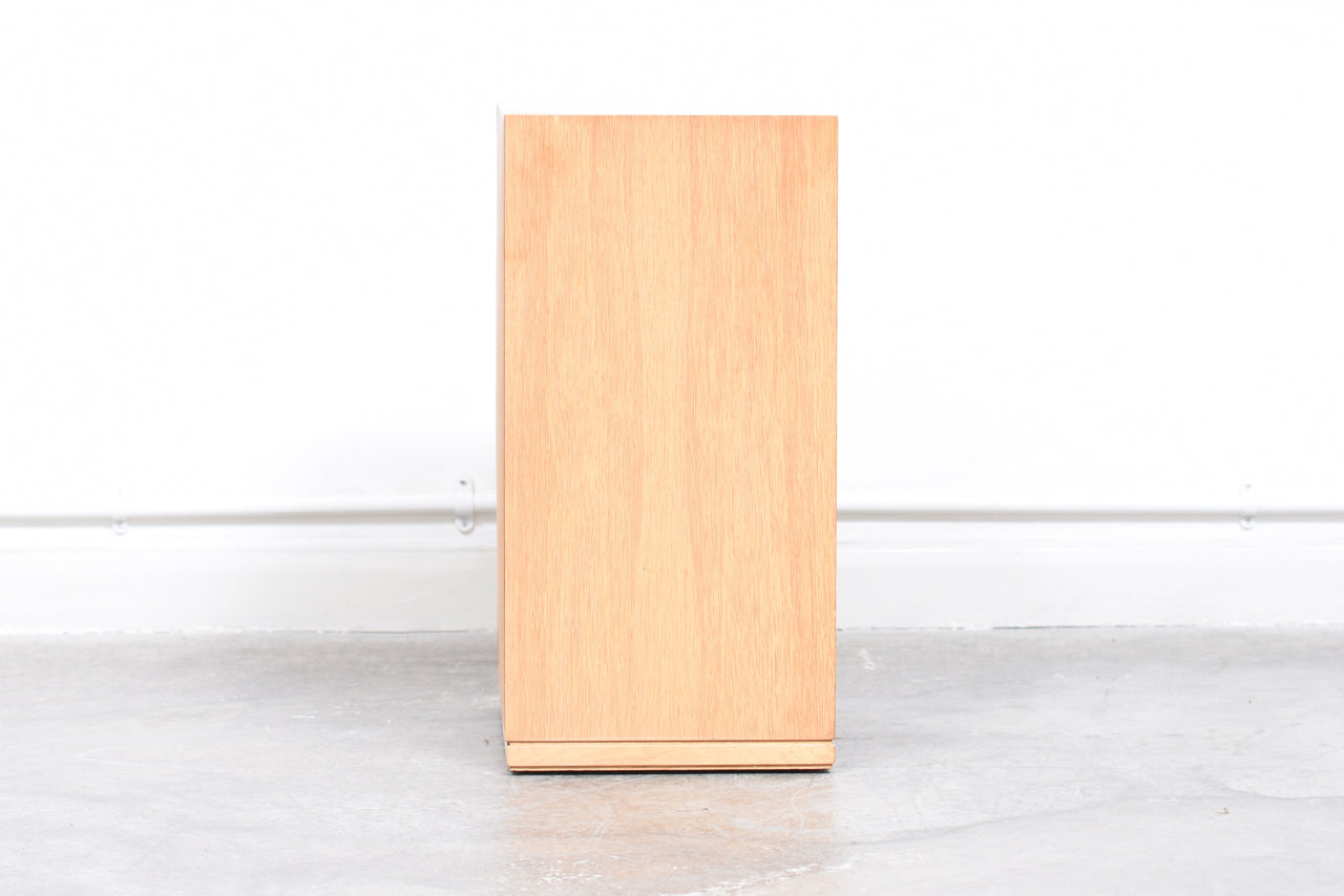 Low oak chest with brass handles