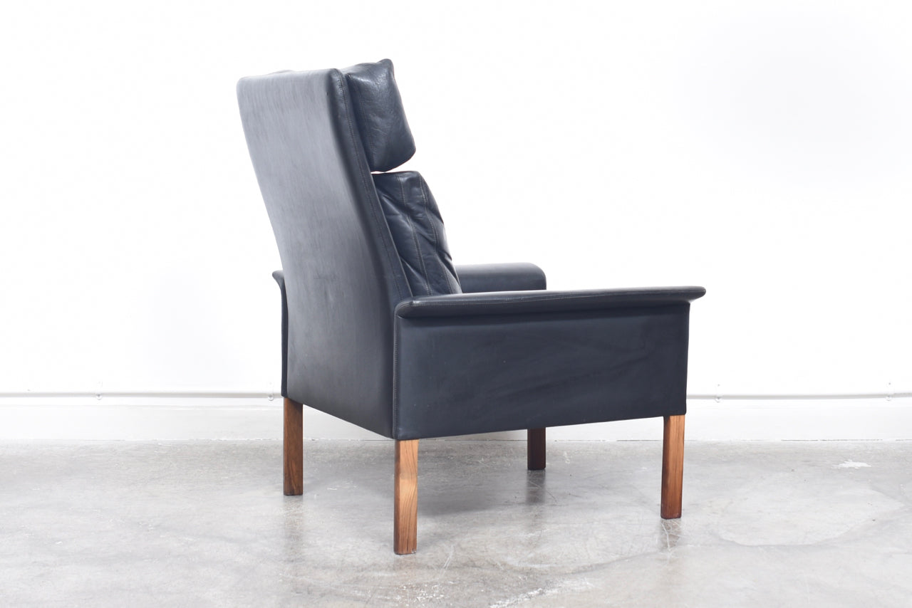 Leather lounger + ottoman by Hans Olsen