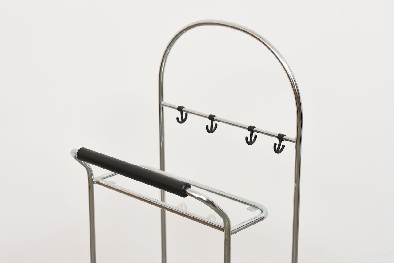 1980s metal + glass clothes valet