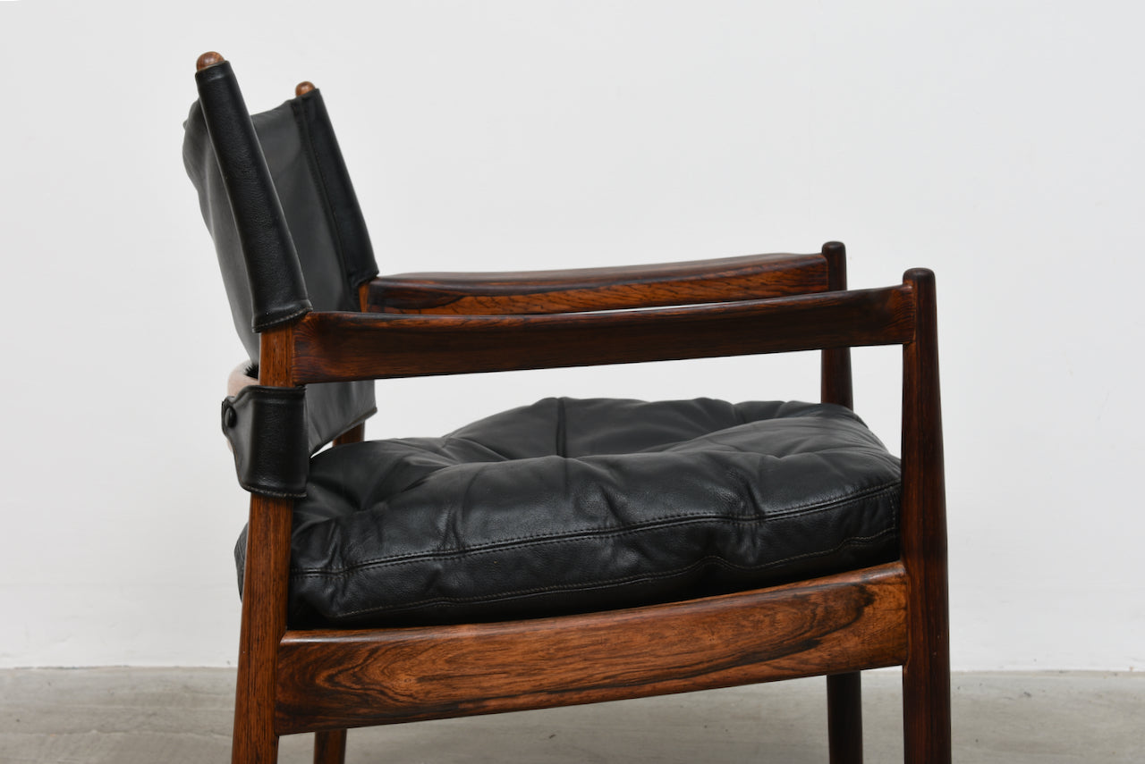 Rosewood + leather lounger by Gunnar Myrstrand