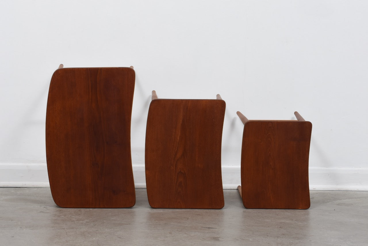 Nesting tables in teak and oak