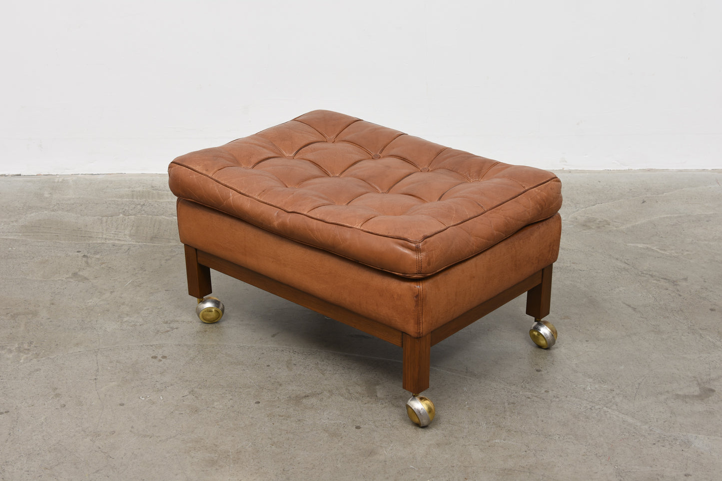 1970s leather foot stool