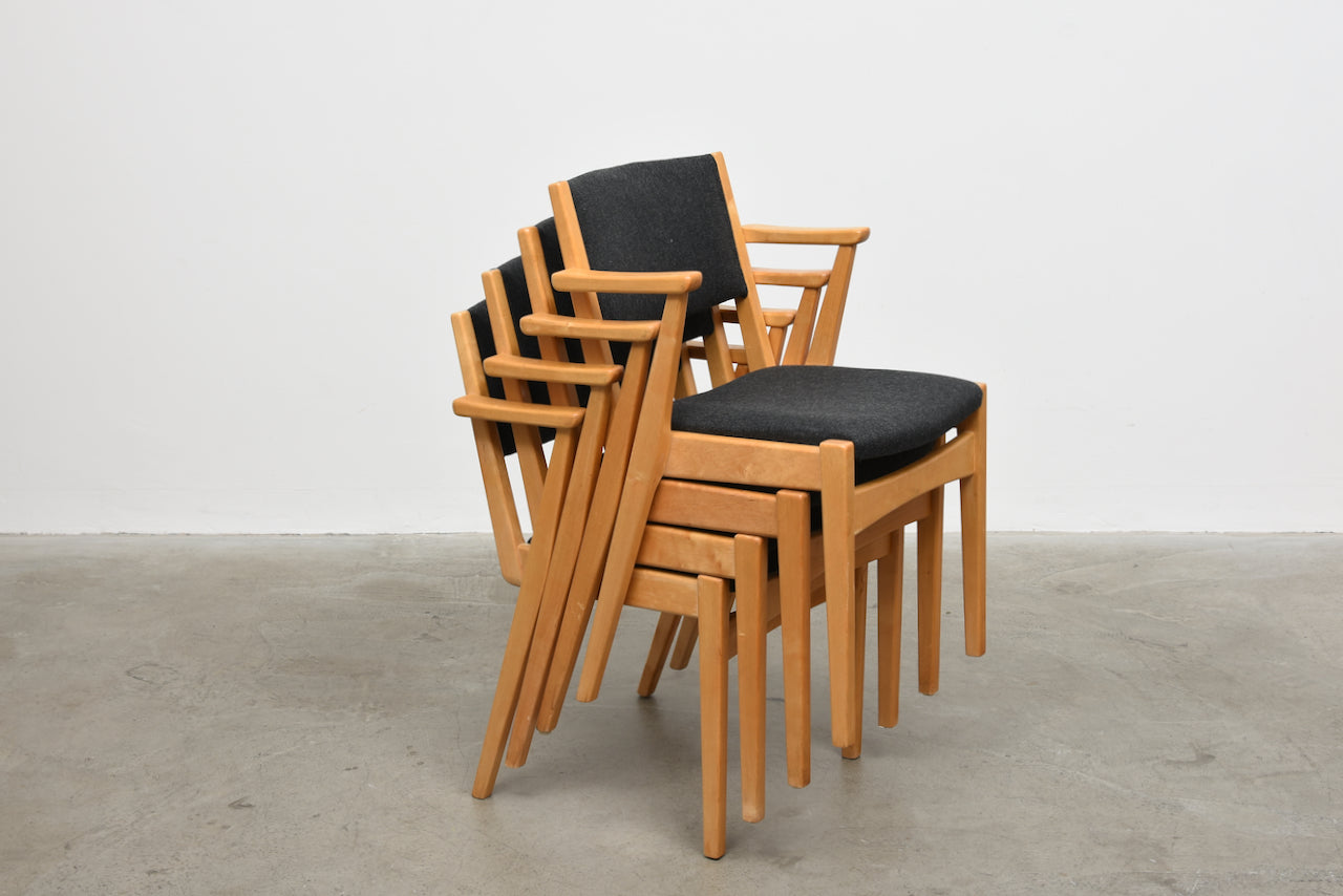 Three available: Swedish birch stacking armchairs