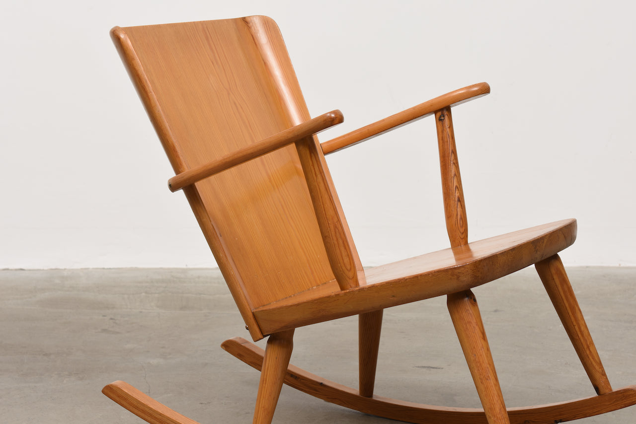 1940s Swedish pine rocking chair by Göran Malmvall