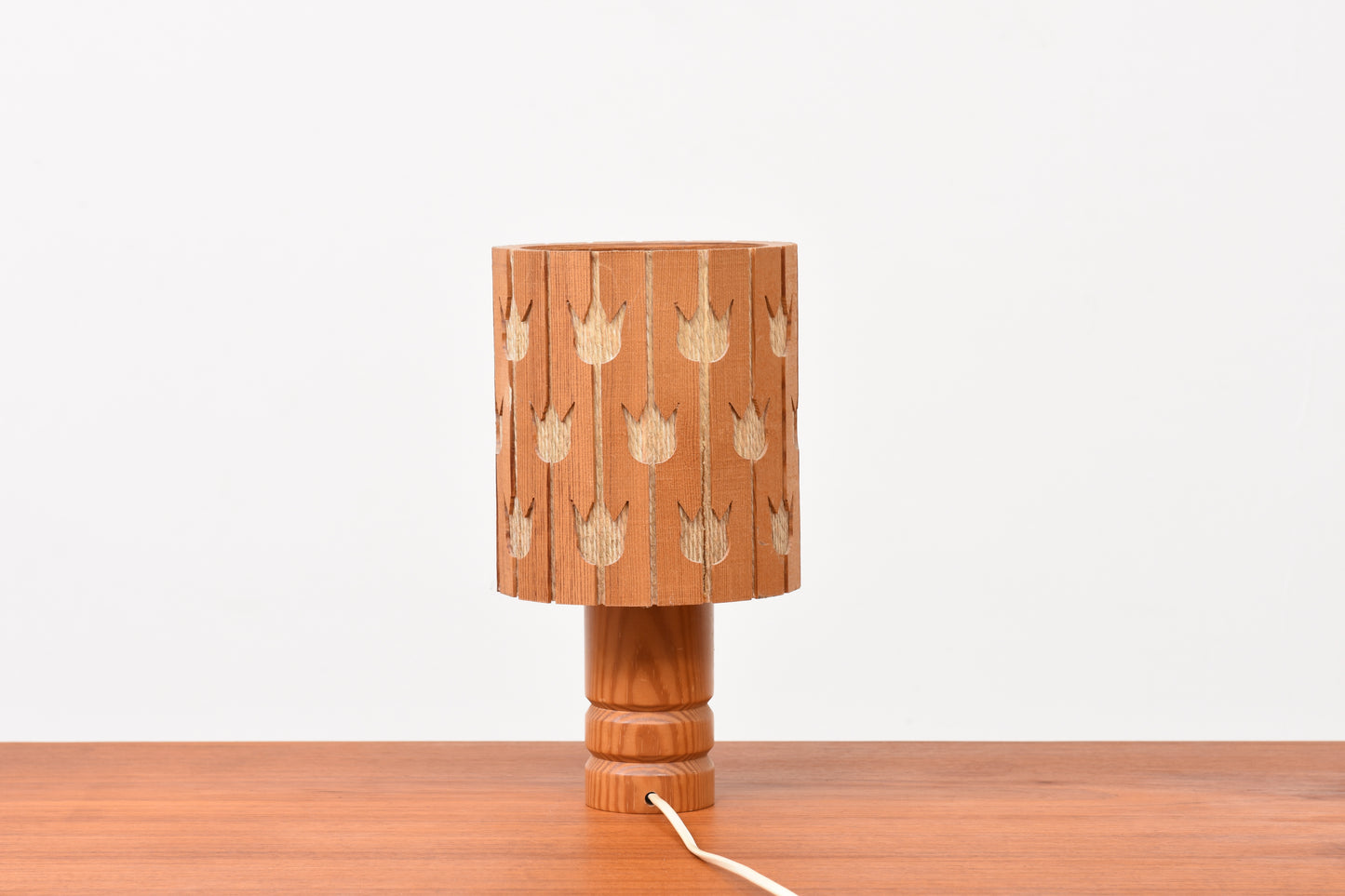 1970s Danish pine table lamp
