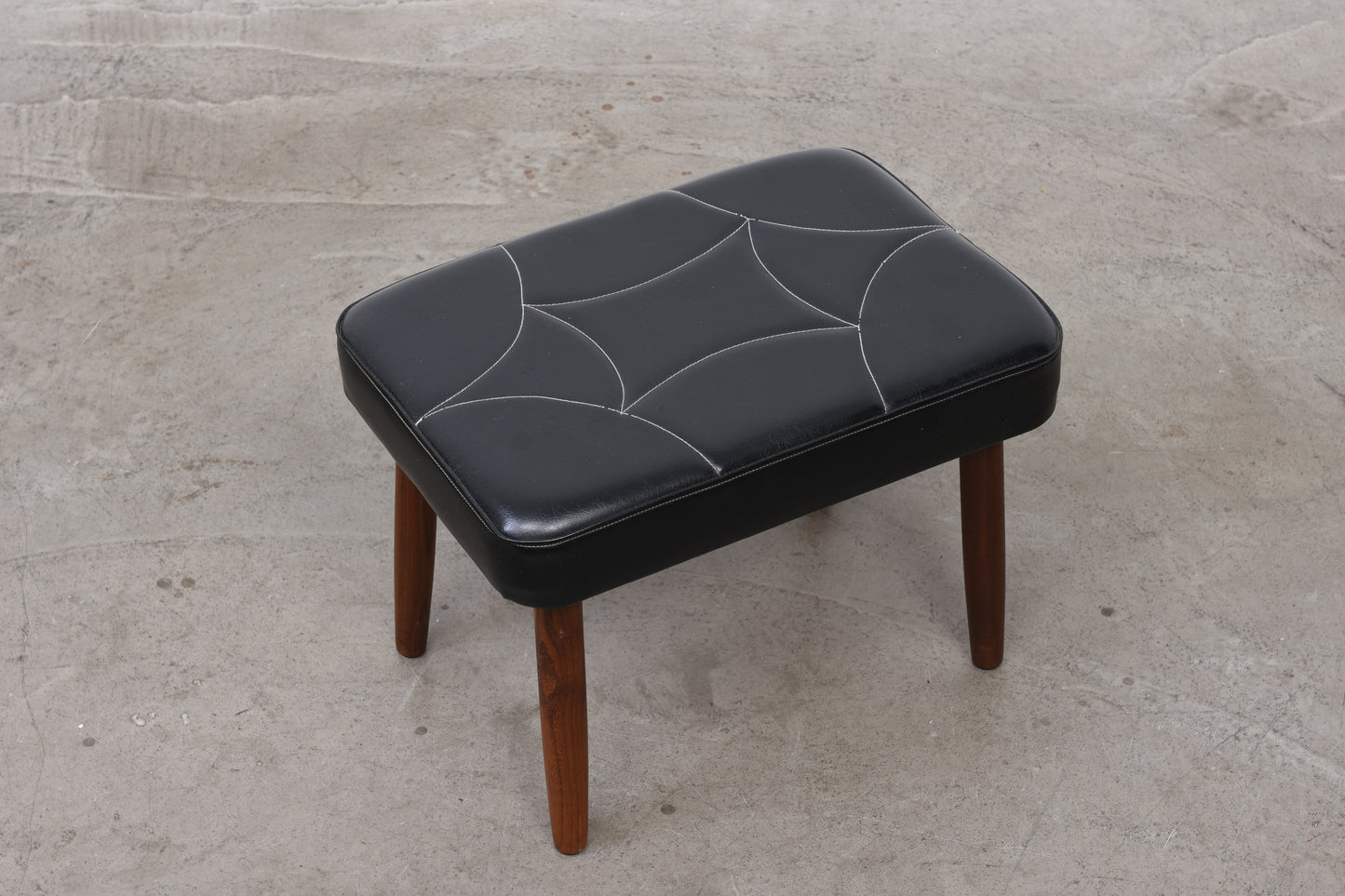 1960s vinyl + teak foot stool