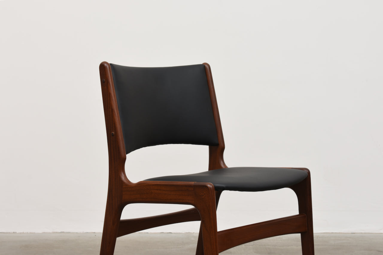 Two available: Teak + vinyl chairs by Erik Buch