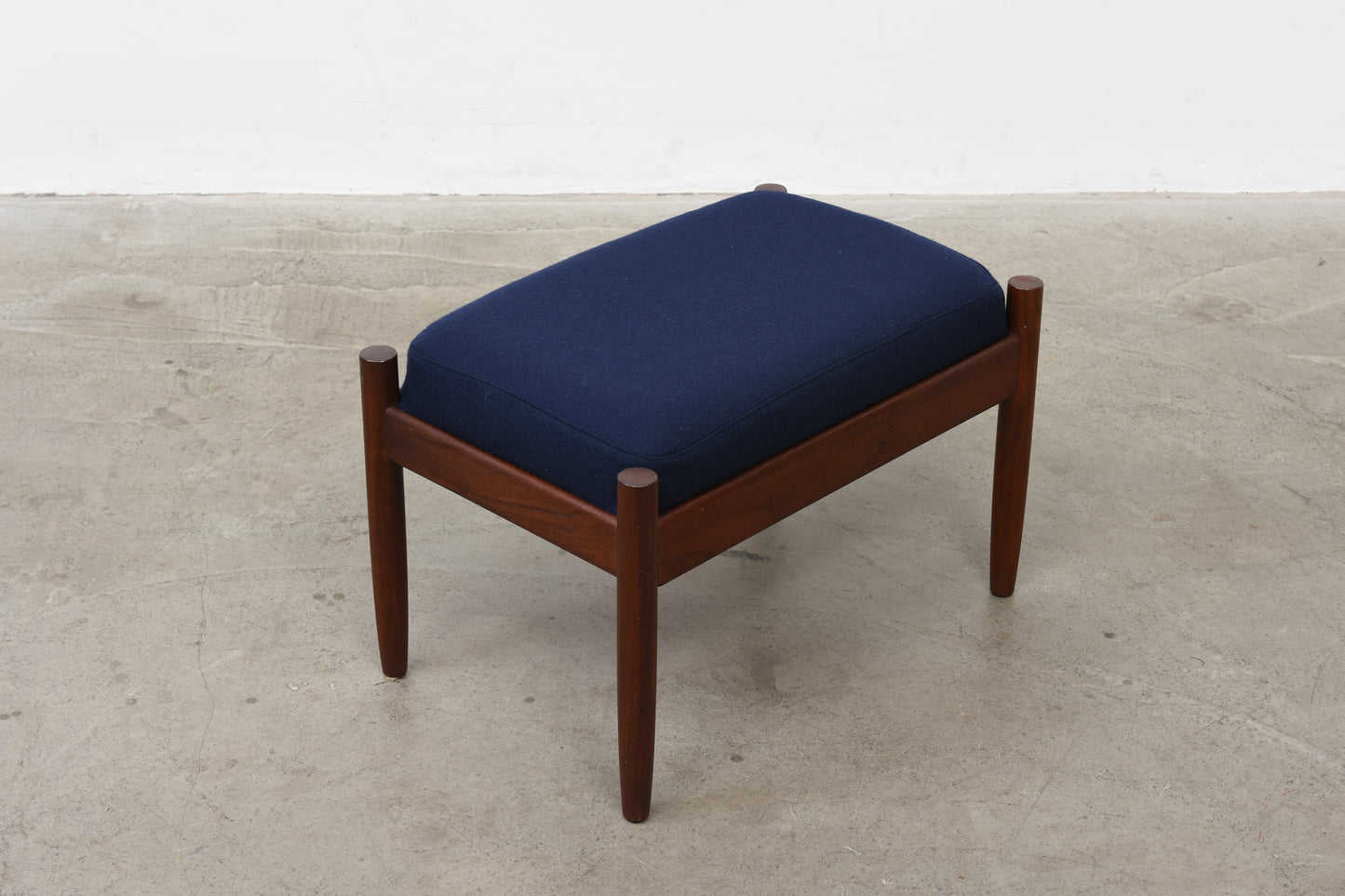 1960s teak + felt foot stool