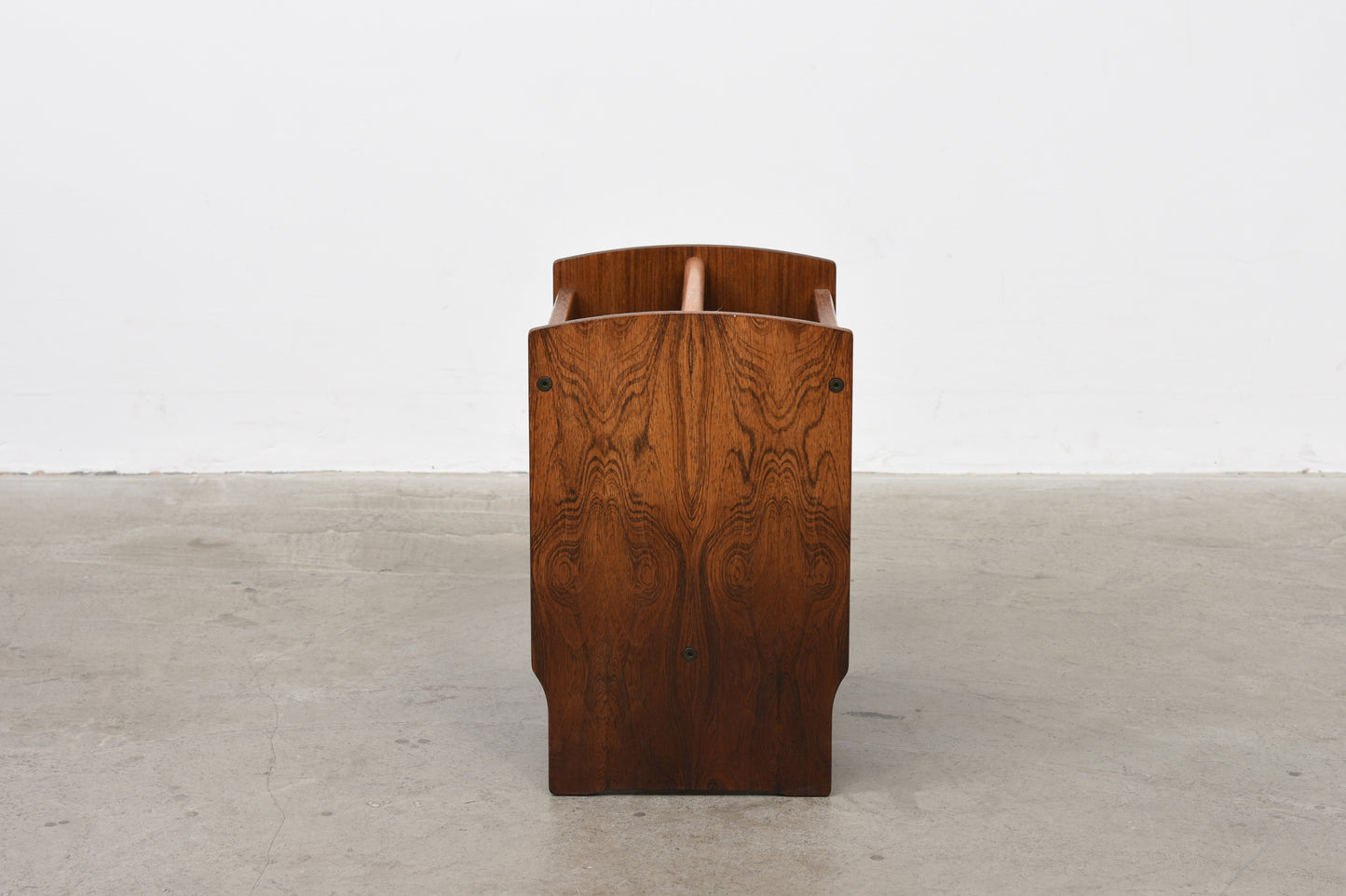 Rosewood + leather magazine/vinyl stand